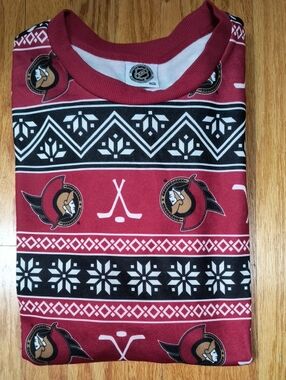 NHL Ottawa Senators Red and White Logo Crewneck Pullover